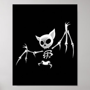 Poster Fun Scary Dark Flying Skeleton T Halloween Clothin