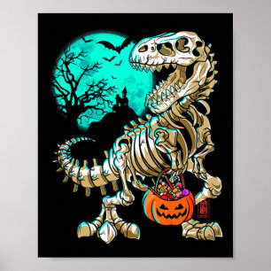 Poster Fun Skeleton TRex Halloween Boys Dino Kids Fossil