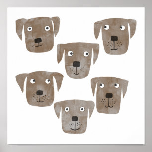 Poster Fun Watercolor Chocolate Labrador Retriever Dogs