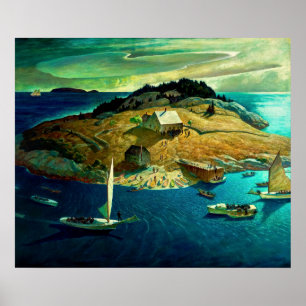 Poster Funérailles de l'île par Newell Convers Wyeth