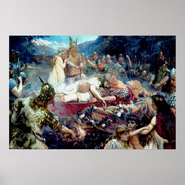 Poster Funérailles d'un guerrier viking Sigurd et Brynhil (Devant)