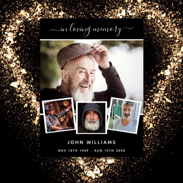 Poster Funérailles photo collage noir mémorial bienvenue (Créateur téléchargé)