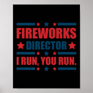 Poster Funky 4 juillet Fireworks Directeur Je Vous Exécut