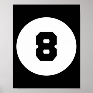 Poster Funky 8 Ball Magic Huit Ball Billard Pool Noir
