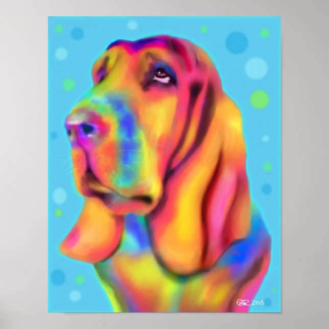 Poster funky Basset Hound (Devant)