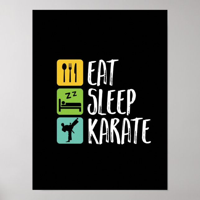 Poster Funky Black Belt Martial Arts Mange Sleep Karate (Devant)