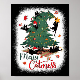Poster Funky Black Cats Noël Arbre Joyeux Catmess Chat