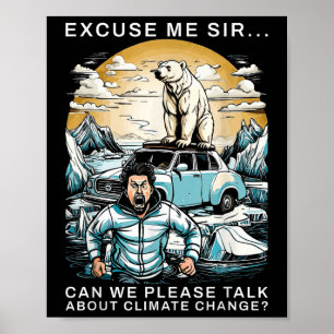 Poster Funky Changement Climatique Ours Polaire De l'envi