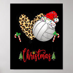 Poster Funky Christmas Volleyball Heartbeat Santa Hat Xma