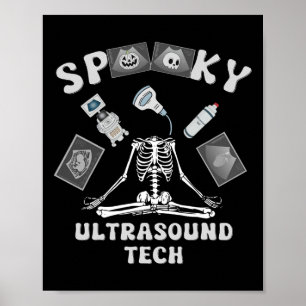 Poster Funky Éffrayant Ultrasound Tech Skeleton Halloween