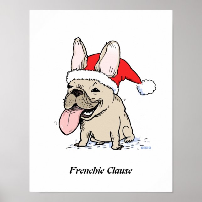 Poster Funky French Bulldog Noël Vacances Père Noël Chien (Devant)