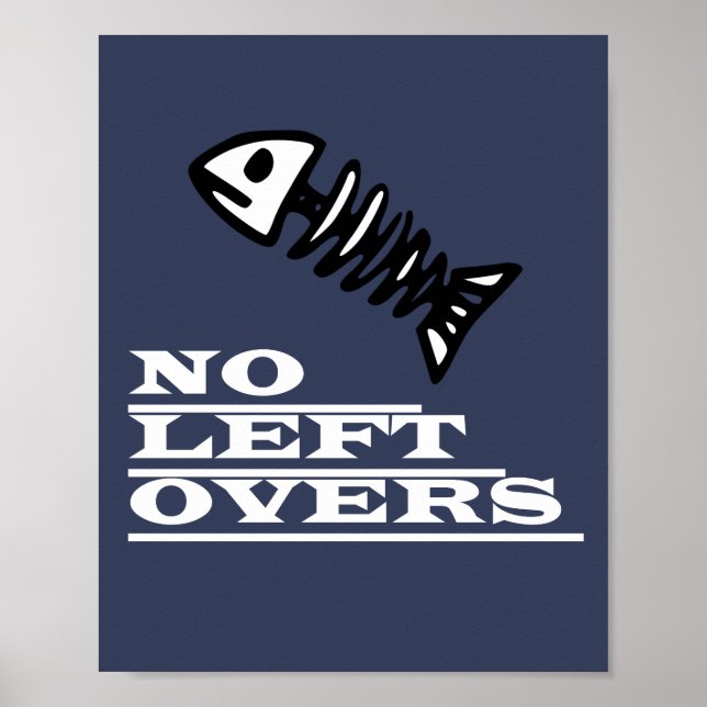 Poster Funky Funny Pas de restes de dessus Poisson Squele (Devant)