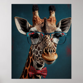 Poster Funky Giraffe Hipster Funky Portraits d'animaux
