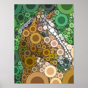 Poster Funky Horse Circles Bulles Art Moderne