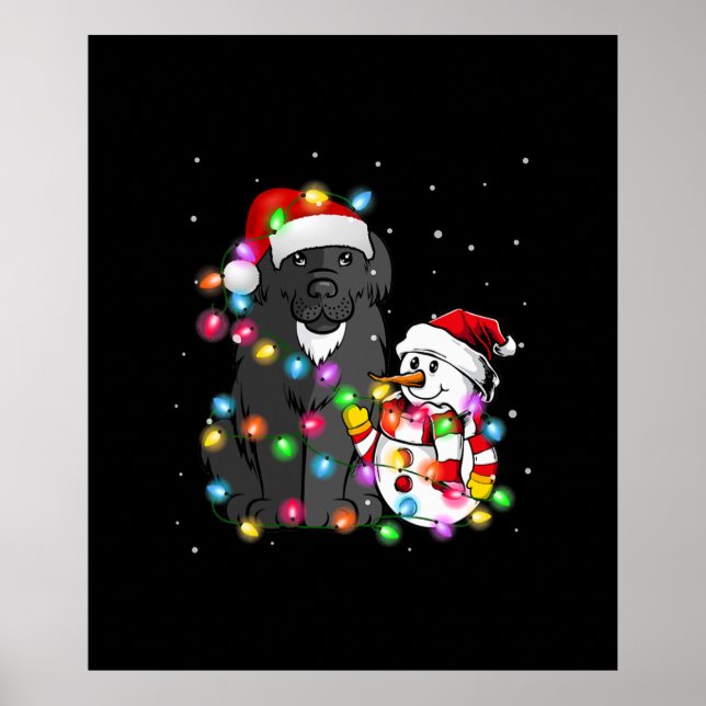 Poster Funky Newfoundland Chien Christmas Tee Snowman Lig (Devant)