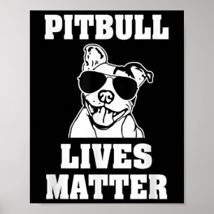 Poster Funky Pitbull Vit Chien Dit Chemise Sensibilisatio