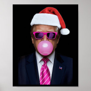 Poster Funky Trump rose bulle gomme Noël Noël Noël