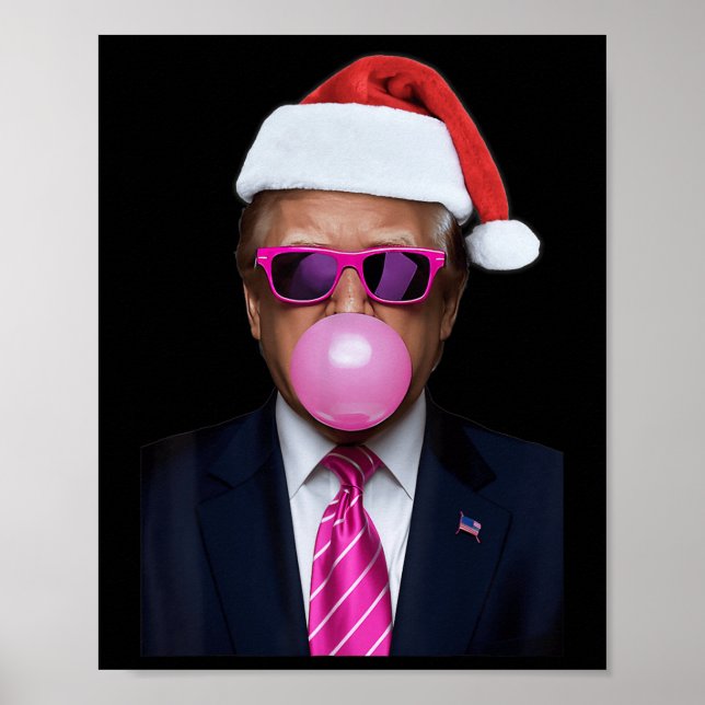 Poster Funky Trump rose bulle gomme Noël Noël Noël (Devant)