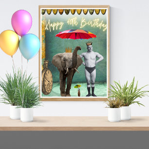 Poster Funky Vintage Strongman 40e anniversaire