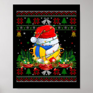 Poster Funky Volleyball Père Noël Casquette Vilain Noël V