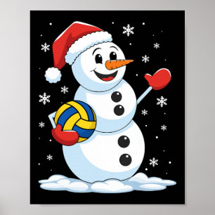 Poster Funky Volleyball Snowman Christmas Volleyball Play