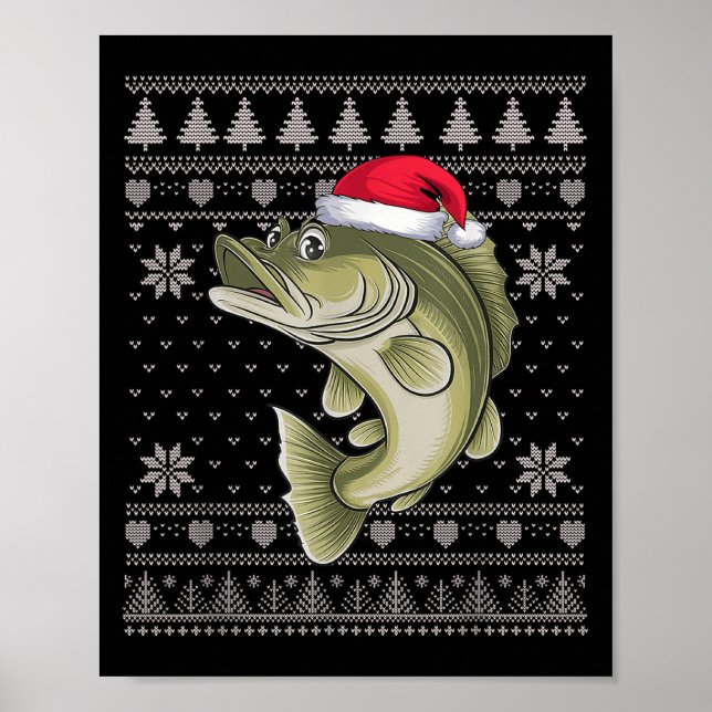 Poster Funky Walleye Fish laide Sweater de Noël Père Noël (Devant)
