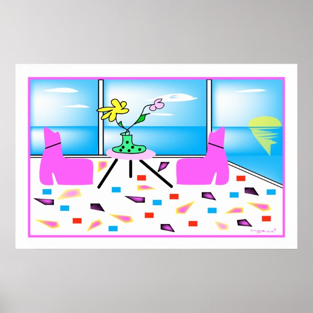 Poster Funky Whimsical Miami coloré (Devant)