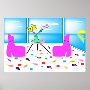 Poster Funky Whimsical Miami coloré