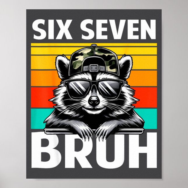 Poster Funny 67 Meme Boys Kids Camo Hat Six Seven Bruh Ra (Devant)