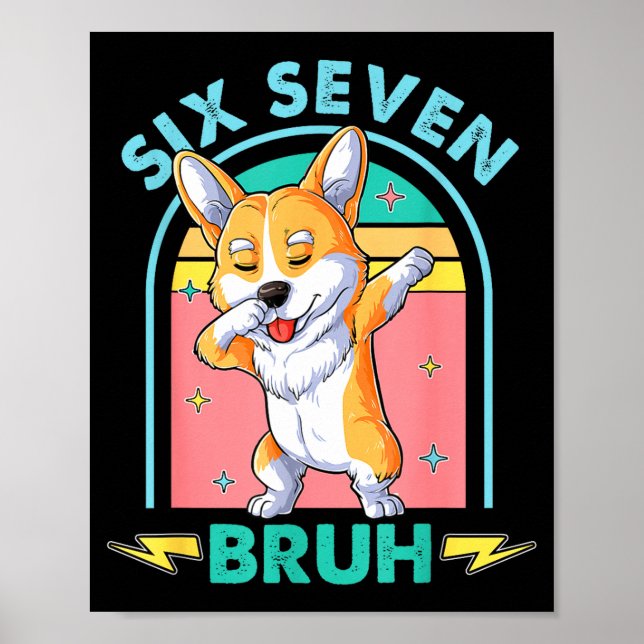 Poster Funny 67 Meme Dog Six Seven Bruh Kids Boys Tee  (Devant)
