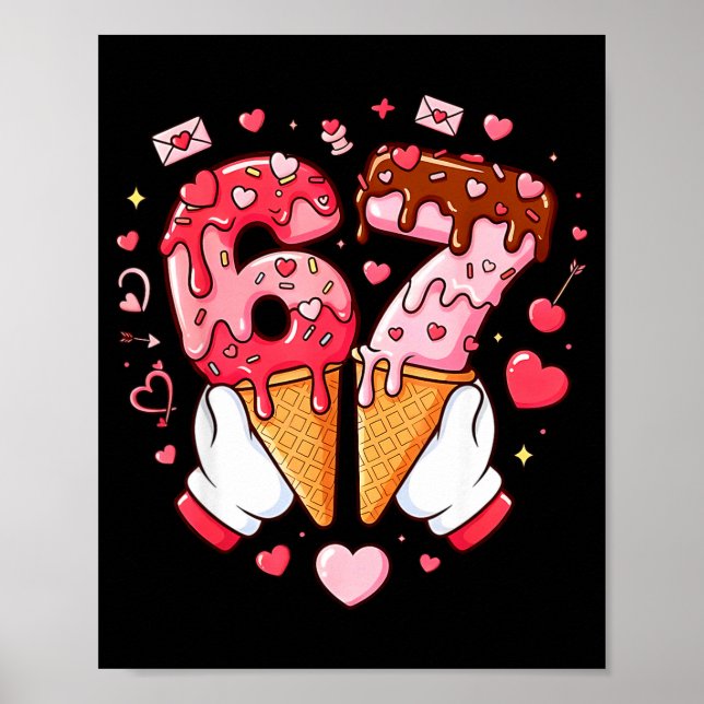 Poster Funny 67 Meme Six Seven Ice Cream Matching Couples (Devant)