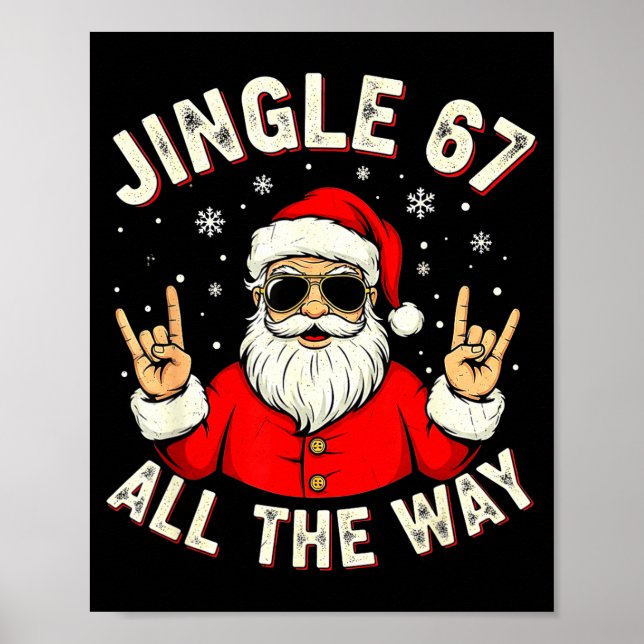 Poster Funny 67 Rock On Santa Six Seven Trendy Meme Holid (Devant)