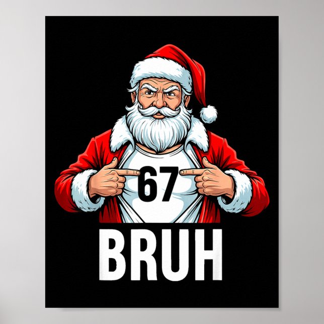 Poster Funny 67 Six Seven Bruh Meme Christmas Santa Men W (Devant)
