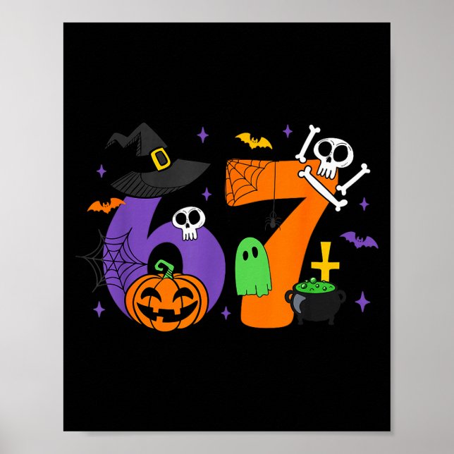 Poster Funny 67 Six Seven Halloween Meme Gen Alpha  (Devant)