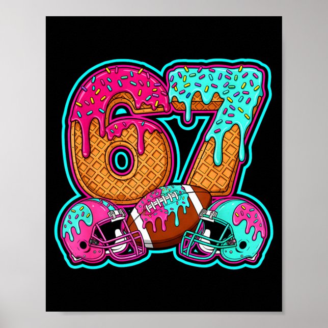 Poster Funny 67 Six Seven Meme American Football Number # (Devant)