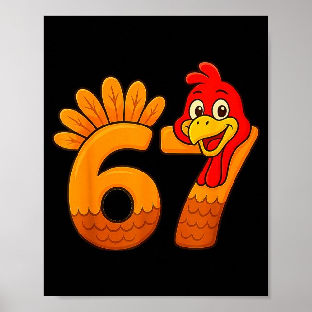 Poster Funny 67 Thanksgiving Turkey Face 67 Number  (Devant)