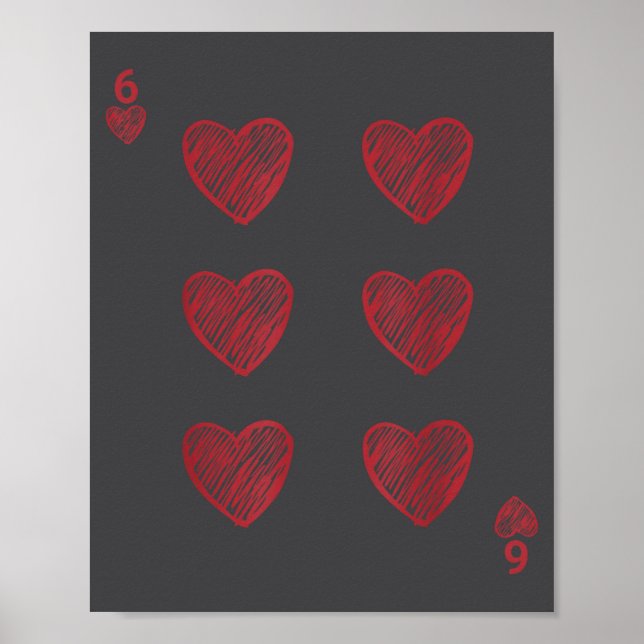 Poster Funny 6 7 Valentine Love Heart Playing Card Couple (Devant)