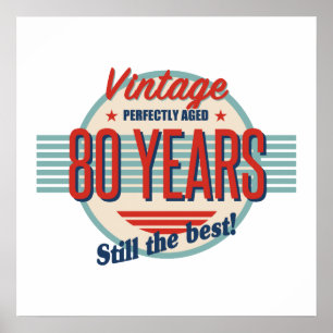 Poster Funny 80th Birthday Old Fashioned