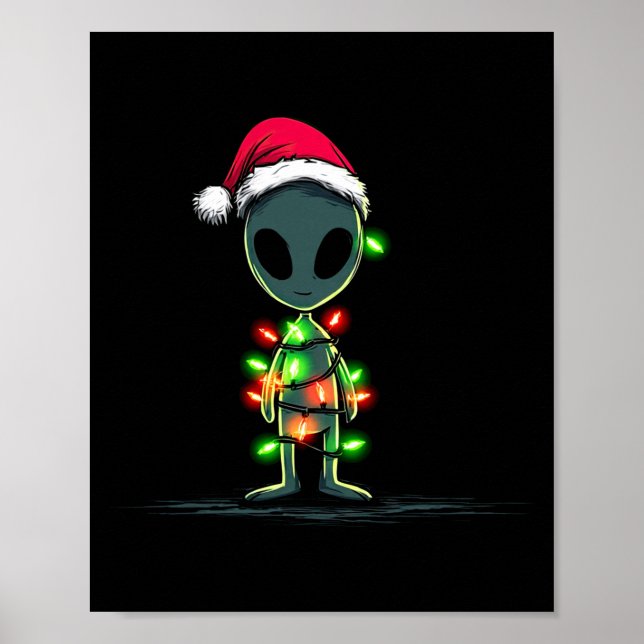 Poster Funny Alien Christmas Graphics Lights Lover Extrat (Devant)