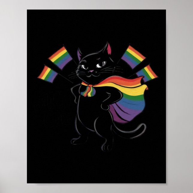 Poster Funny Ally Chat Rainbow Gay pride Mois Lgbtq (Devant)