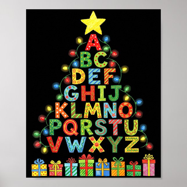 Poster Funny Alphabet Christmas Tree Graphic Abc A-z Teac (Devant)