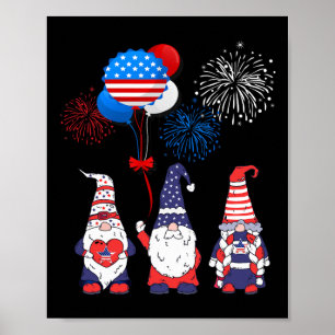 Poster Funny American Gnomes Cool 4 juillet Jour Indépend