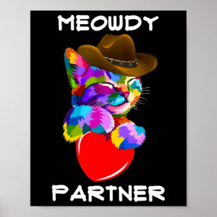 Poster Funny Animal Cat Meowdy Partenaire Western Line Da
