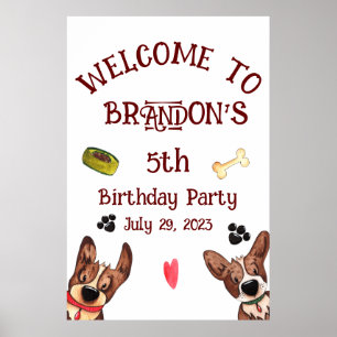 Poster Funny Anniversaire de enfant chiot