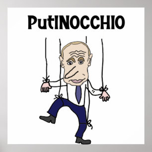 Poster Funny Anti Poutine et Russie Putinocchio Pun