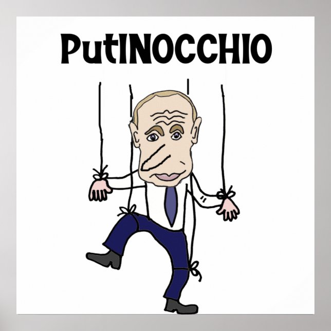 Poster Funny Anti Poutine et Russie Putinocchio Pun (Devant)
