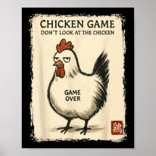 Poster Funny Art Japonais Poulet Jeu Graphique Tee Hommes