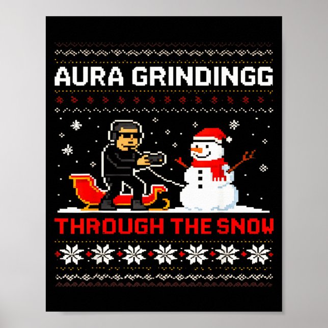 Poster Funny Aura Grinding Christmas Meme Winter Gamer  (Devant)