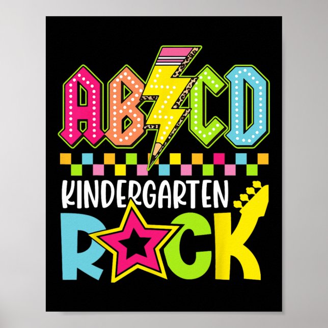 Poster Funny Back To School Lightning Bolt Kindergarten R (Devant)