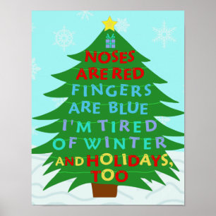 Poster Funny Bah Humbug Poème de Noël